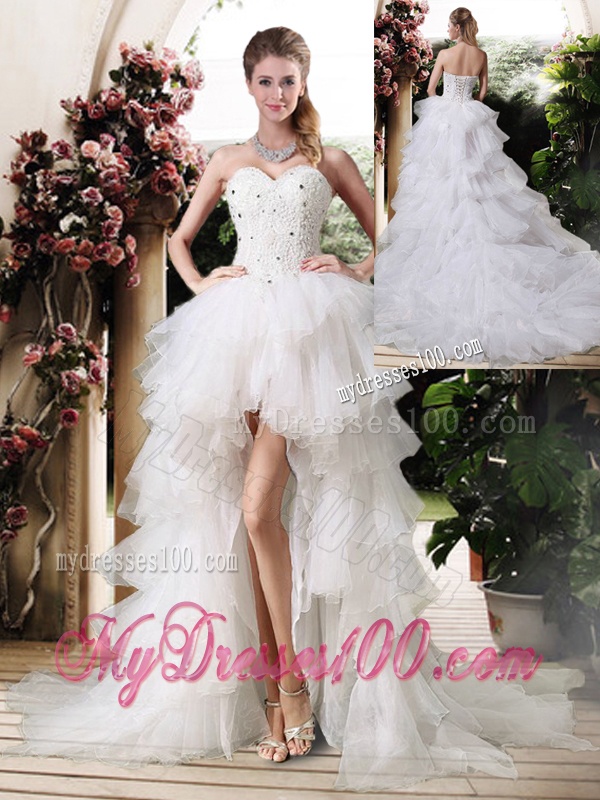 Gorgeous High Low Wedding Dresses with Beading and Ruffles