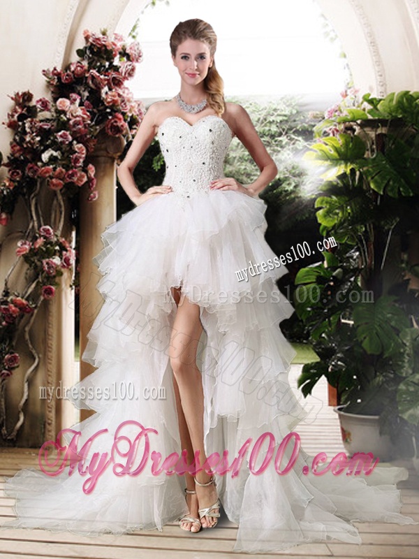 Gorgeous High Low Wedding Dresses with Beading and Ruffles