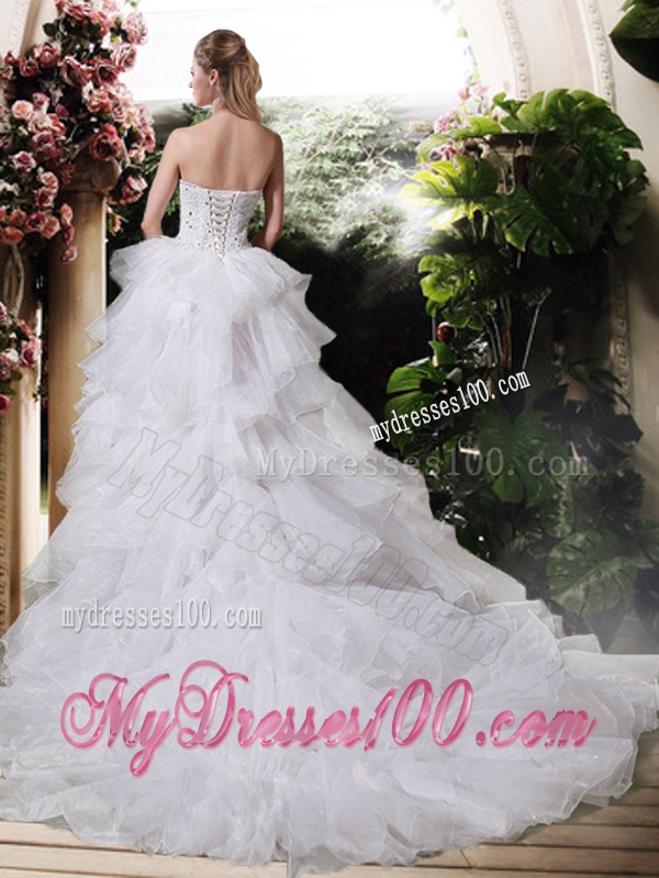 Gorgeous High Low Wedding Dresses with Beading and Ruffles