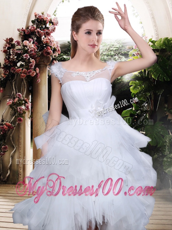 Modest Off the Shoulder High Low Wedding Dresses with Ruffles