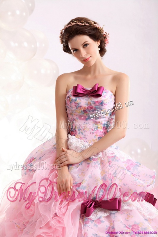 Multi Color Ball Gown Ruffles Wedding Dresses with Lace and Bownot