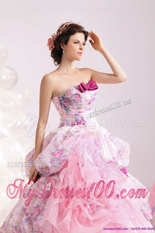 Multi Color Ball Gown Ruffles Wedding Dresses with Lace and Bownot
