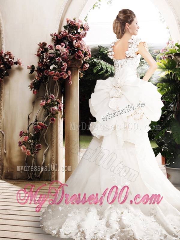 New Style High Low Straps Wedding Dresses with Appliques