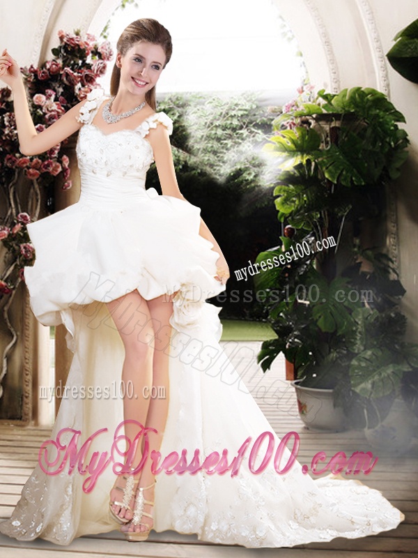 New Style High Low Straps Wedding Dresses with Appliques