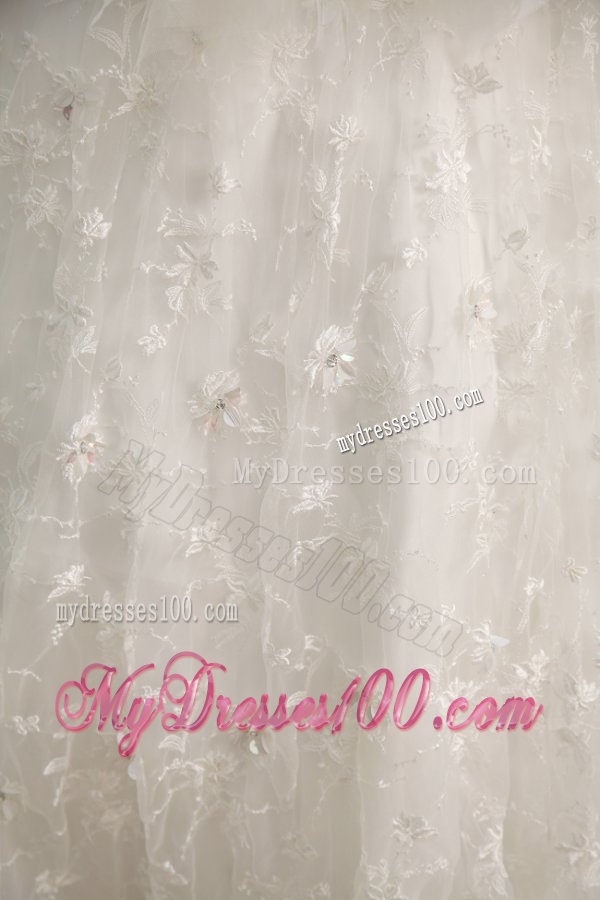 One Shoulder Ball Gown Beading and Appliques Organza Wedding Dress