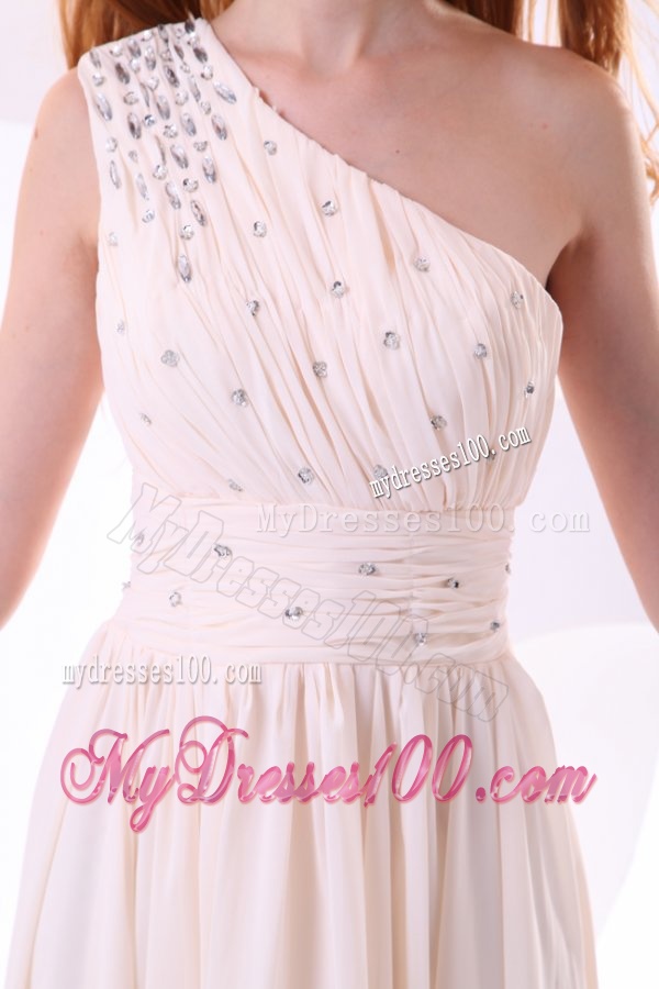 One Shoulder Beaded Decorate Bodice Empire Chiffon Wedding Dress