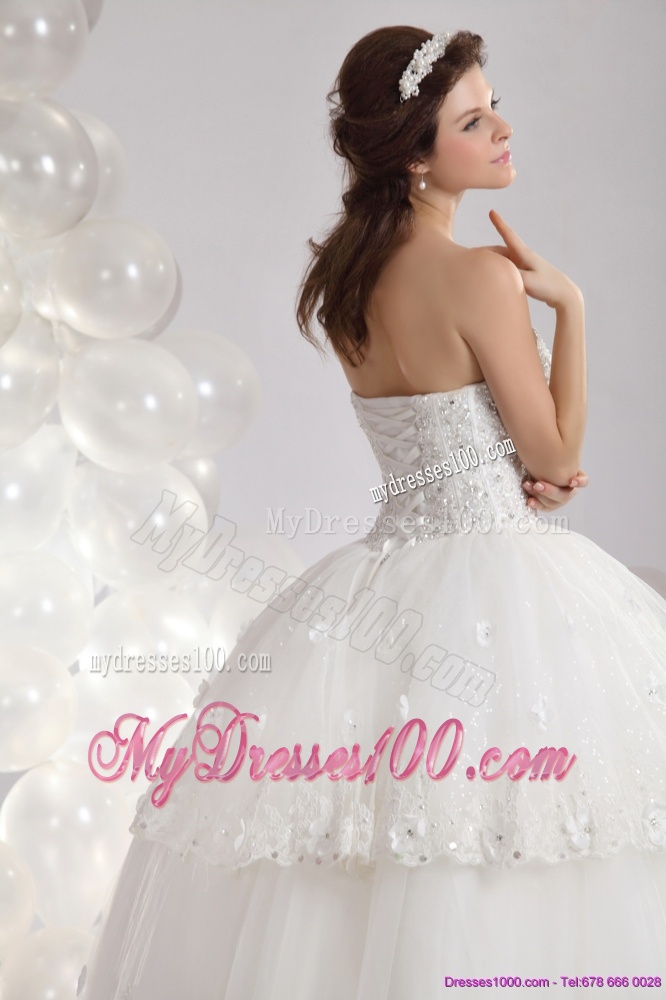 Popular Sweetheart Ruffles and Beading Bridal Gowns in White