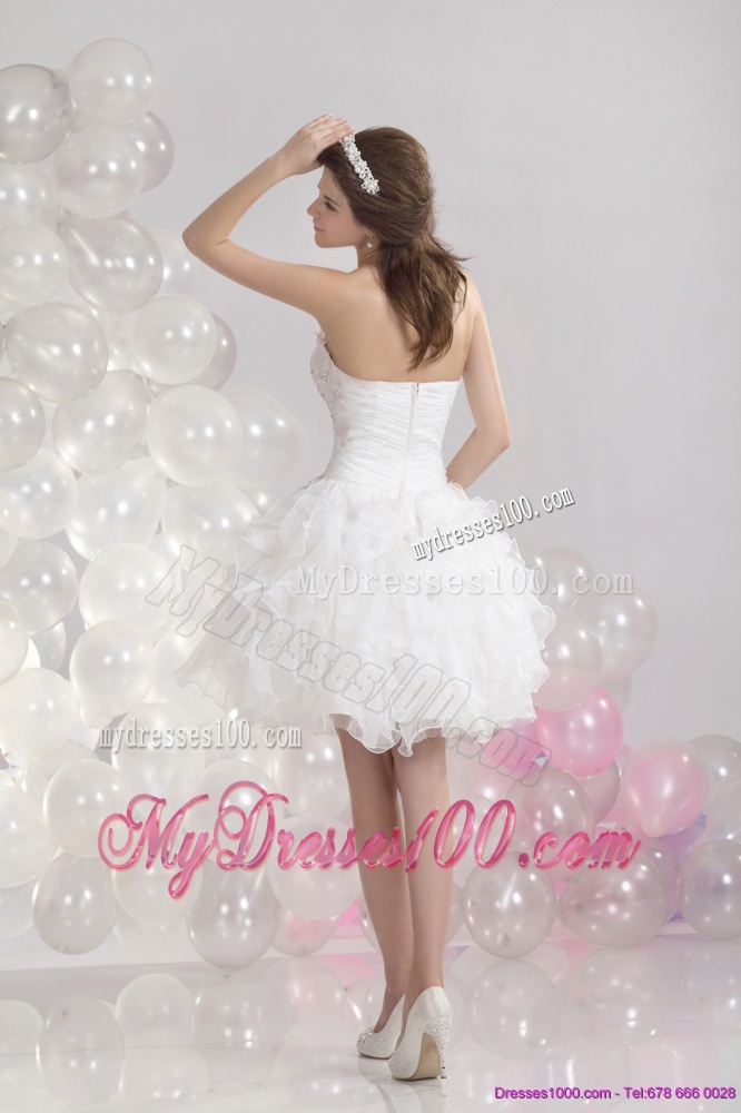 Pretty White Sweetheart Wedding Gowns with Ruffles and Sequins