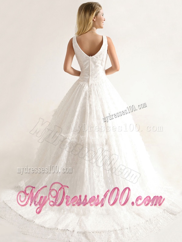 Sexy Deep V Neckline Wedding Dresses with Beading and Lace