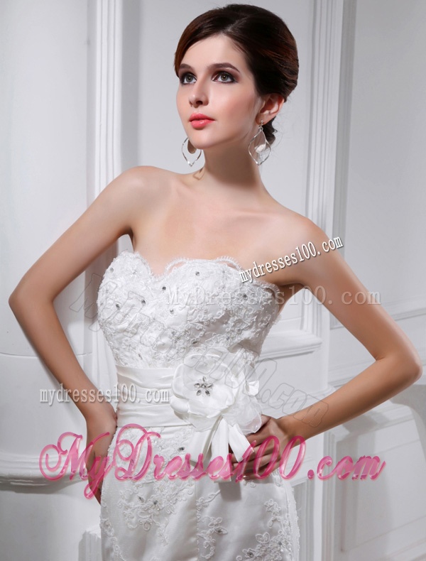 Sexy Mermeid Sweetheart Court Train Lace Wedding Dress with Appliques