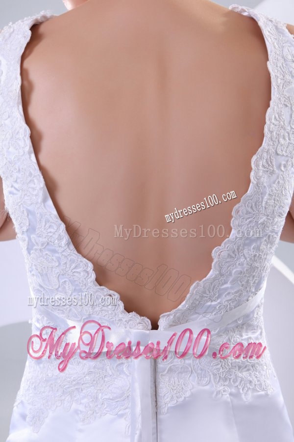 V-neck Mermaid Organza Appliques Wedding Dress for 2016 Spring