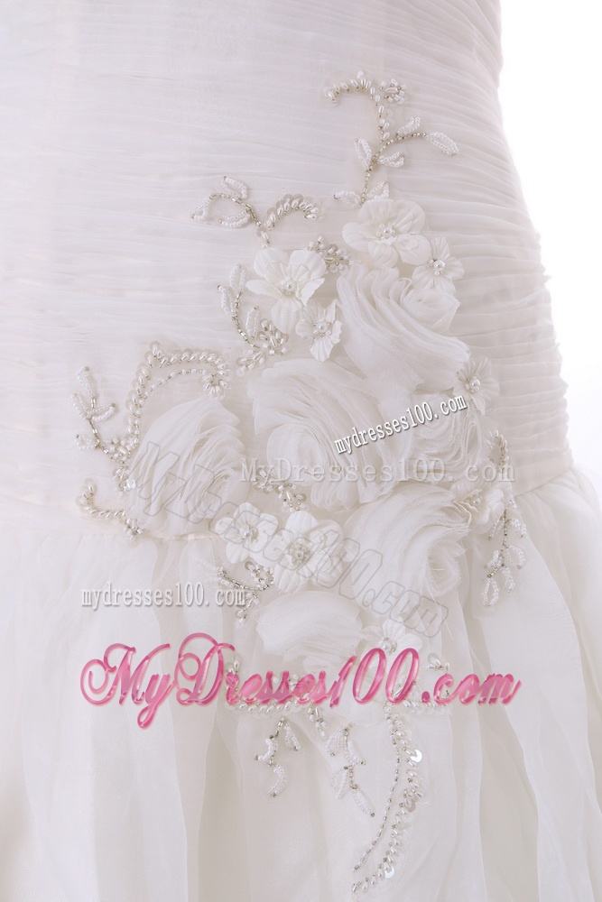 Wonderful Appliques and Hand Made Flowers Court Train Wedding Gowns