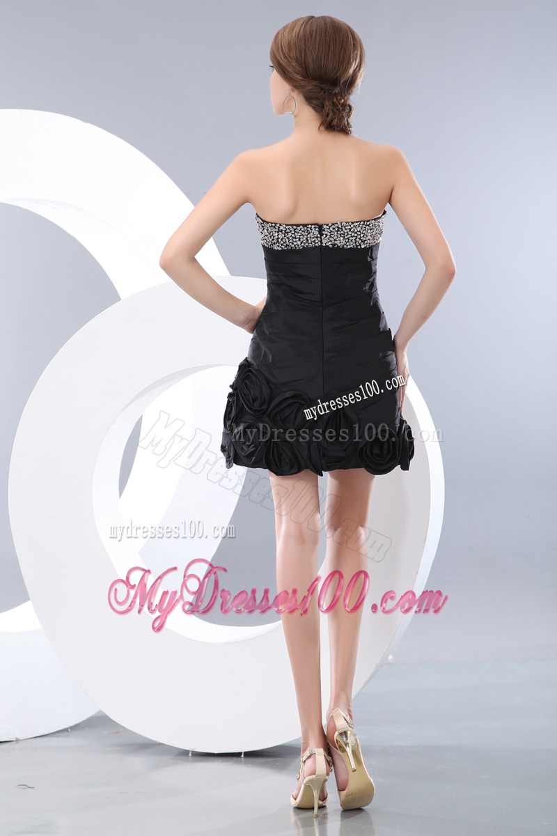 Unique Black Sweetheart Mini-length Beading Little Black Dress