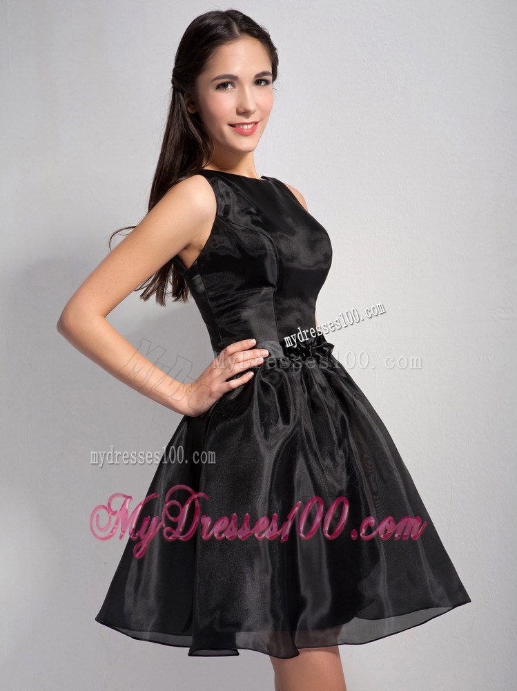 Customize Bateau Mini-length Beaded Decorate Little Black Dress