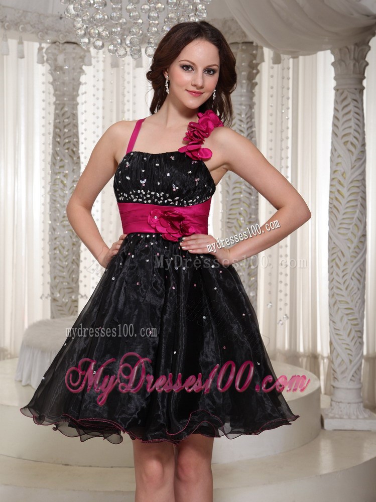 Beaded and Hand Made Flowers Asymmetrical Little Black Dresses