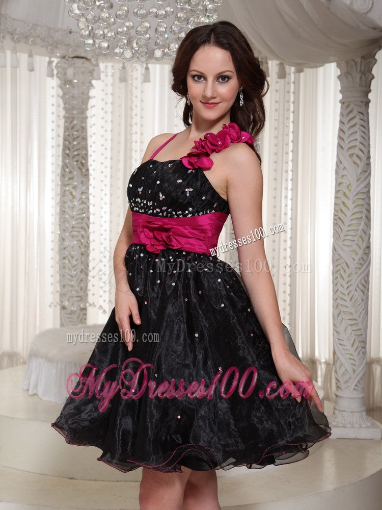 Beaded and Hand Made Flowers Asymmetrical Little Black Dresses