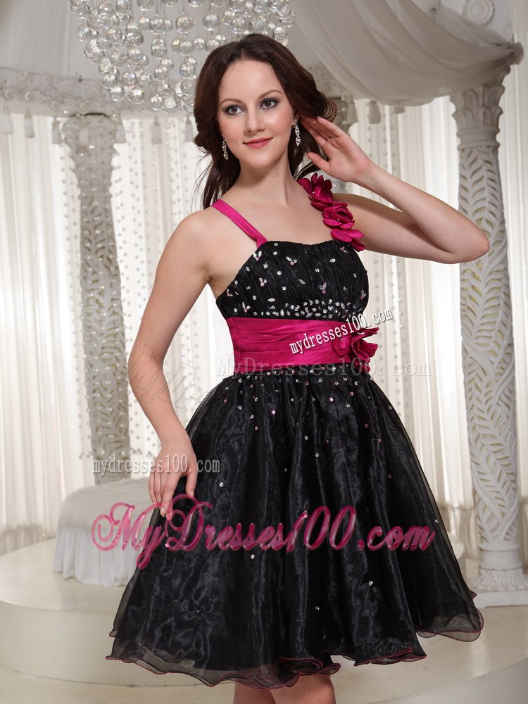 Beaded and Hand Made Flowers Asymmetrical Little Black Dresses