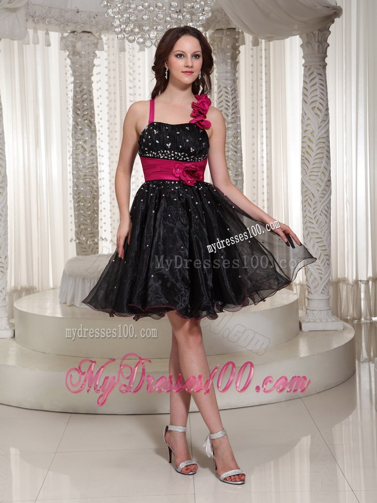 Beaded and Hand Made Flowers Asymmetrical Little Black Dresses