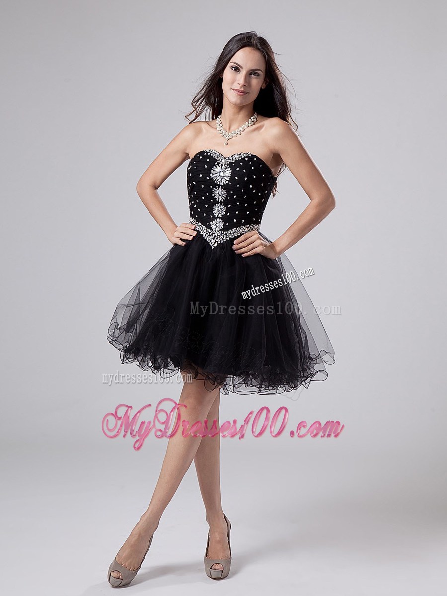 Beaded and Rhinestones Sweetheart Little Black Dresses For Club