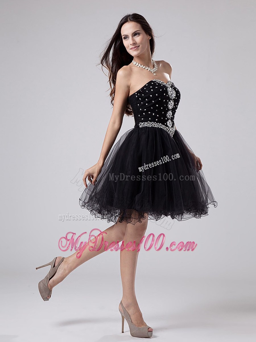 Beaded and Rhinestones Sweetheart Little Black Dresses For Club