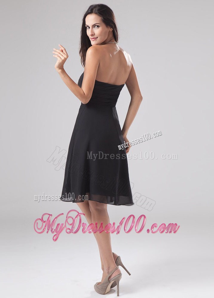 Beaded Decorate Bodice Strapless Knee-length Little Black Dresses