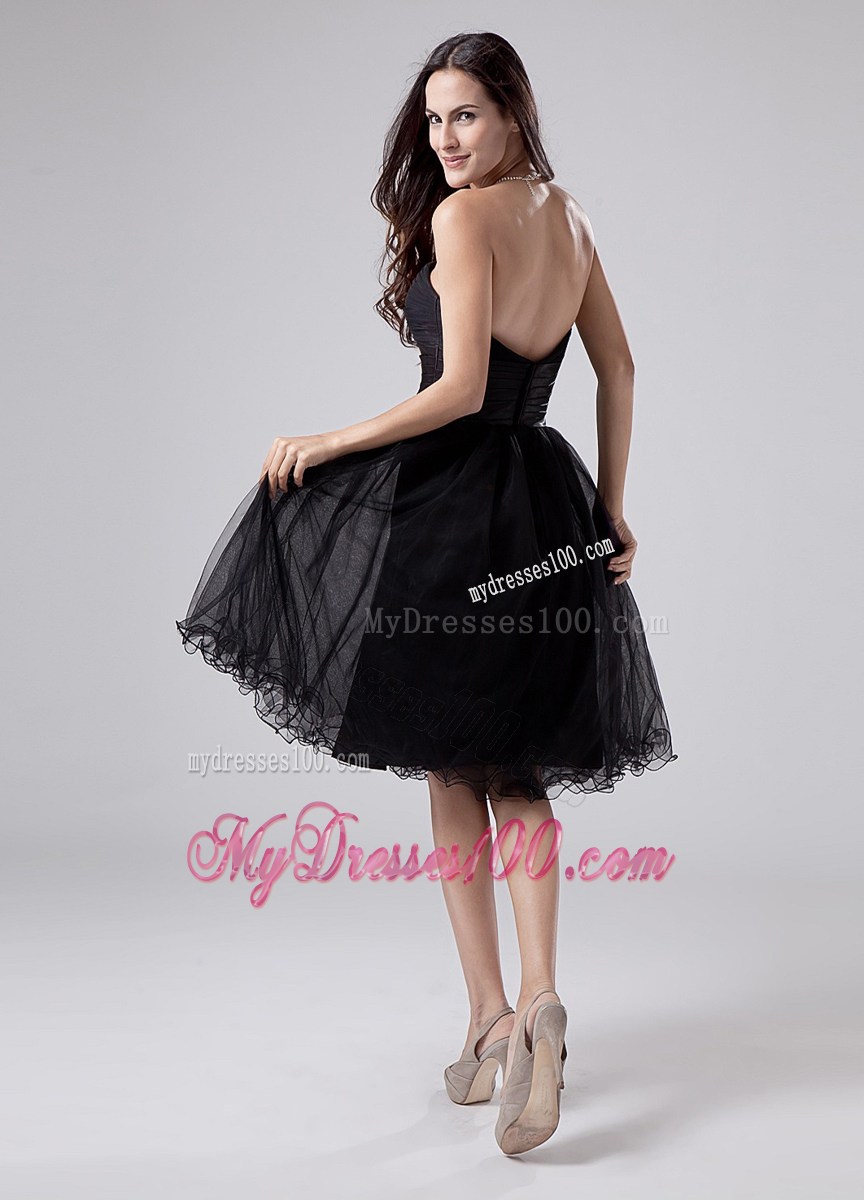 Sweetheart Modest Little Black Dress with Beading and Ruching
