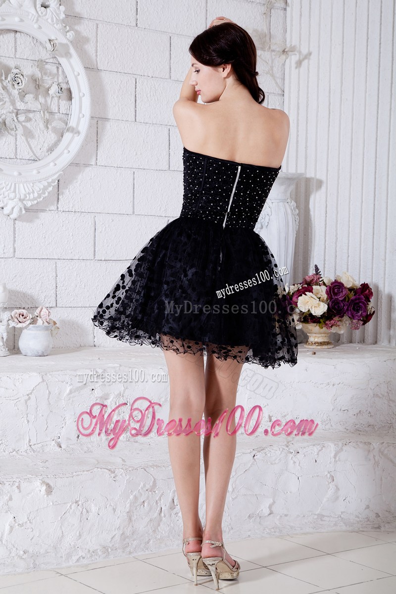 Black Sweetheart Short Special Fabric Beading Little Black Dress