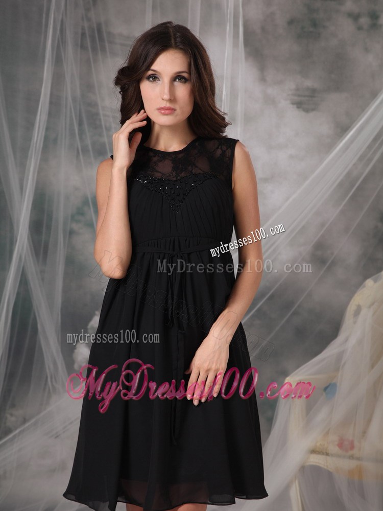 Brand New Style Empire High-neck Lace Knee-length Little Black Dress