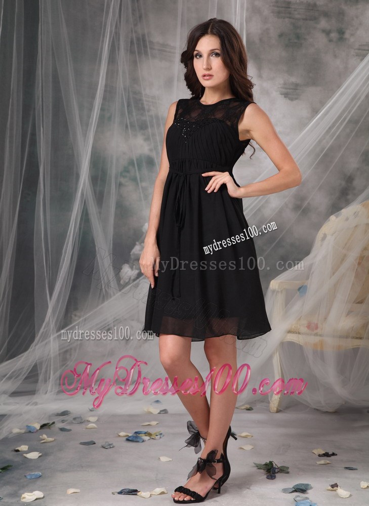 Brand New Style Empire High-neck Lace Knee-length Little Black Dress