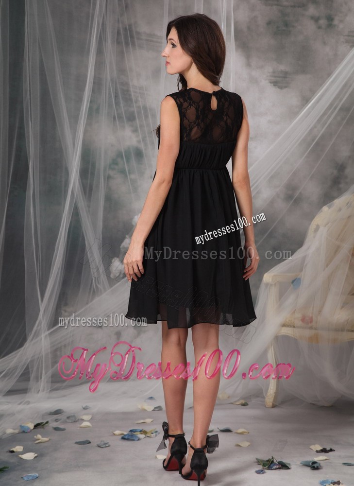 Brand New Style Empire High-neck Lace Knee-length Little Black Dress