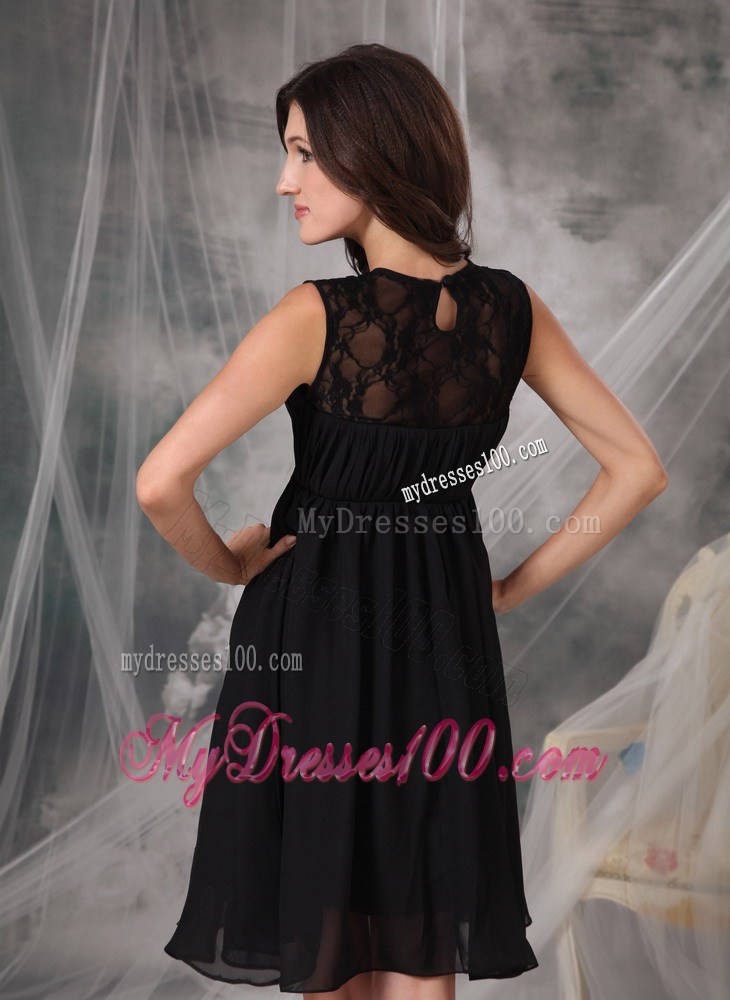 Brand New Style Empire High-neck Lace Knee-length Little Black Dress