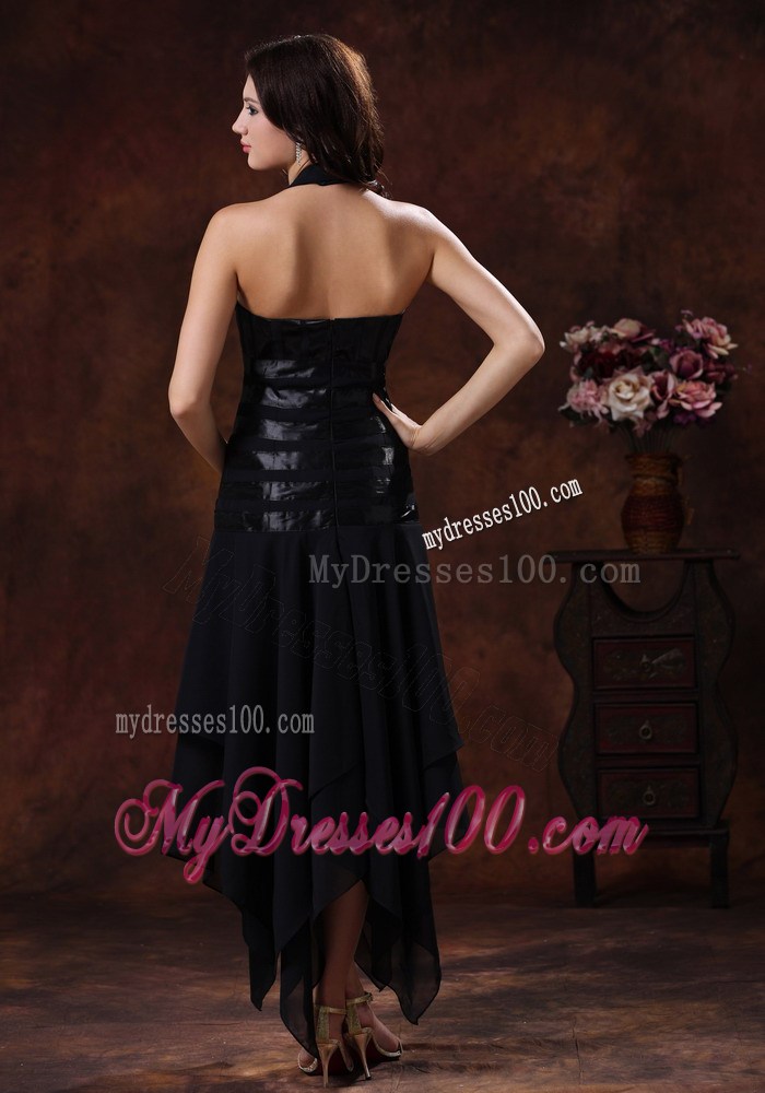 Sexy Asymmetrical Short Clearance Little Black Dresses With Halter