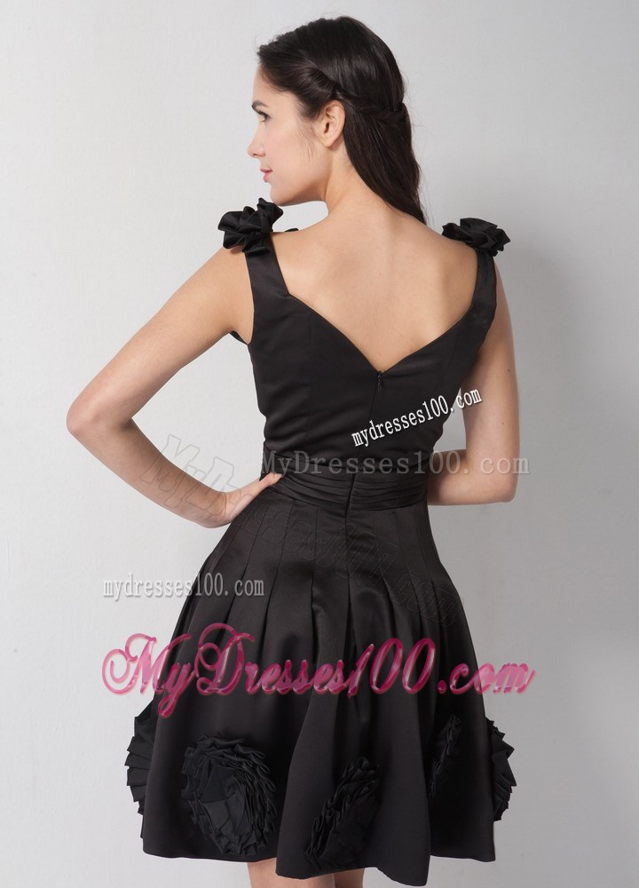 Lovely Scoop Hand Made Flowers Knee-length Little Black Dresses