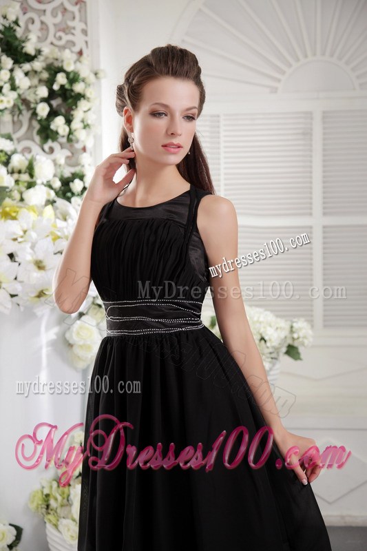Black Empire Scoop Beading Little Black Dress in Knee-length