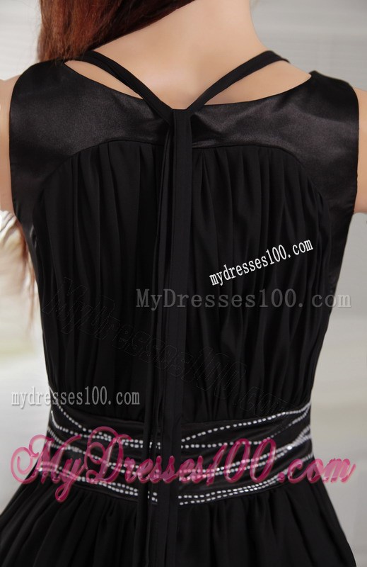 Black Empire Scoop Beading Little Black Dress in Knee-length