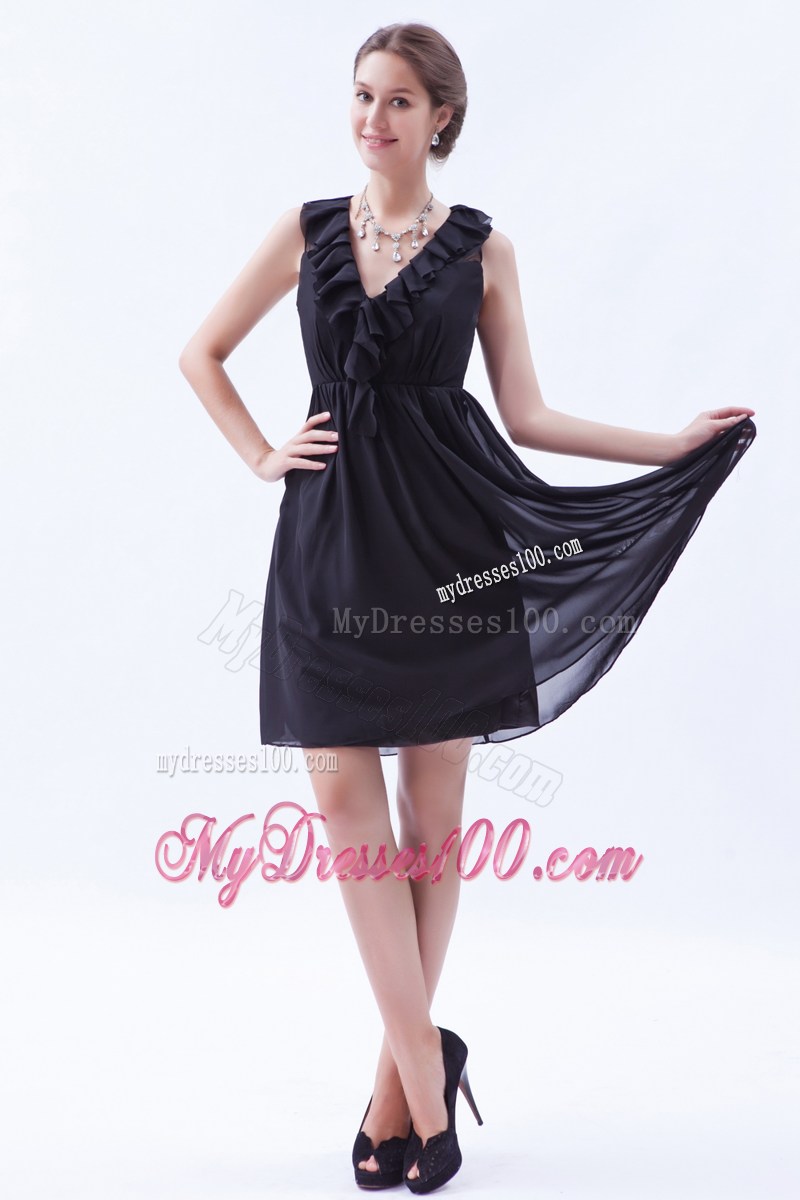 Dark Purple Empire V-neck Mini-length Ruching Prom Dress