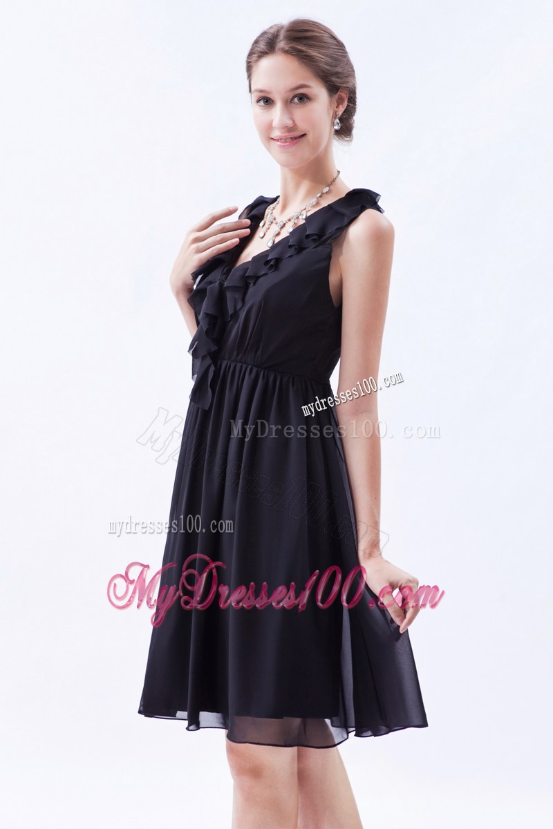 Dark Purple Empire V-neck Mini-length Ruching Prom Dress