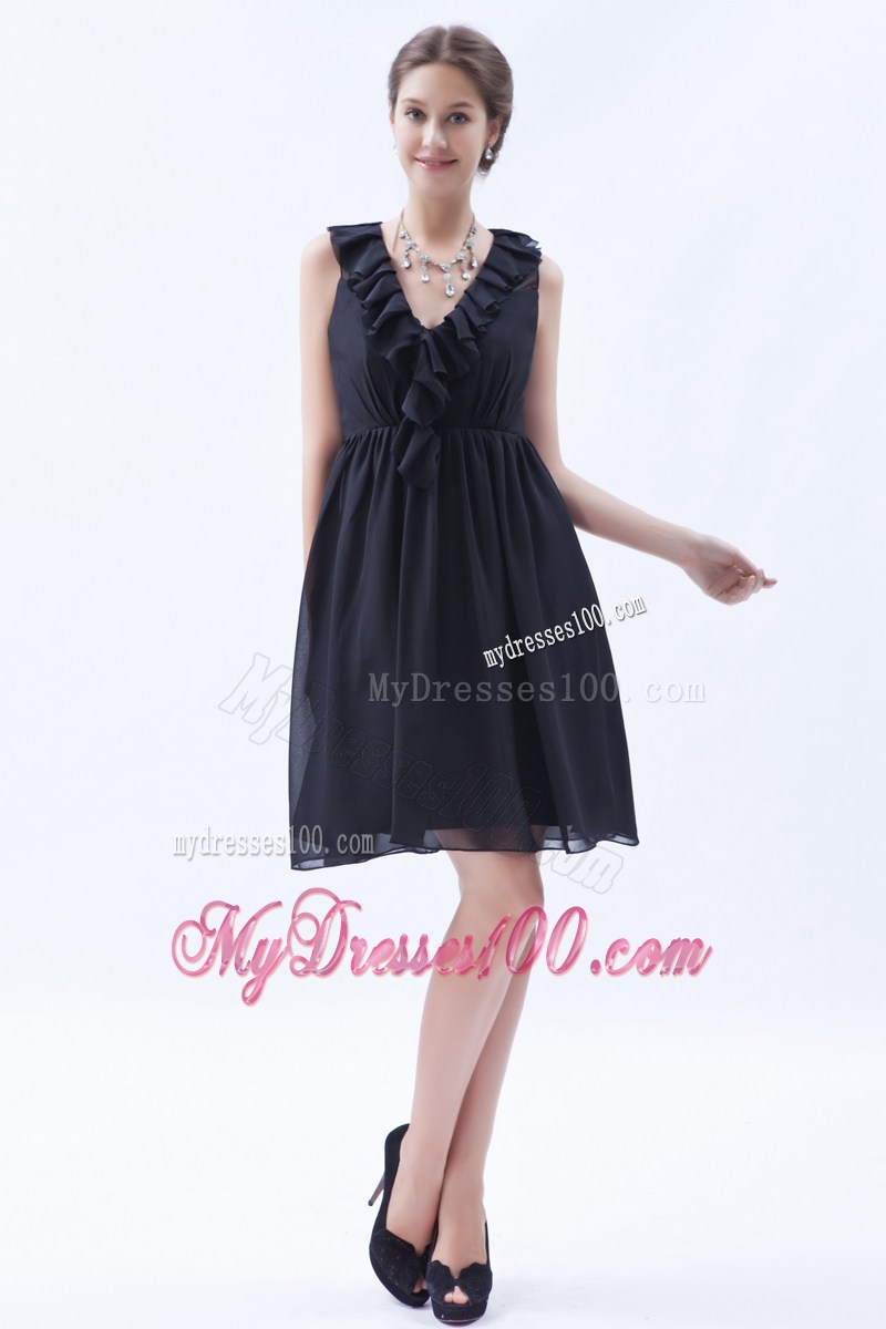 Dark Purple Empire V-neck Mini-length Ruching Prom Dress