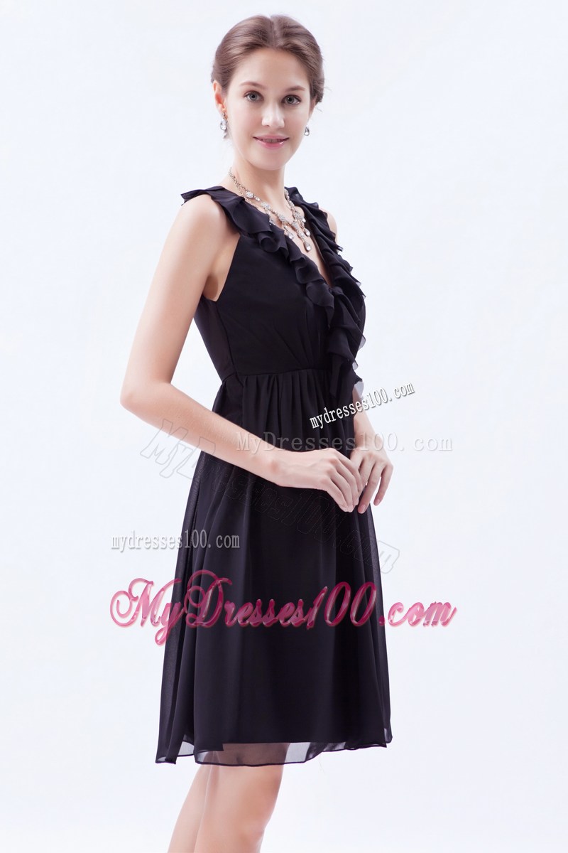 Dark Purple Empire V-neck Mini-length Ruching Prom Dress