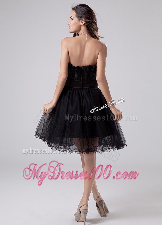Strapless Mini-length Little Black Dresses with Beading on Sashes