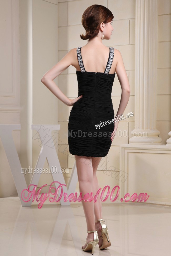 Scoop Prom Dress With Ruched Over Skirt and Mini-length