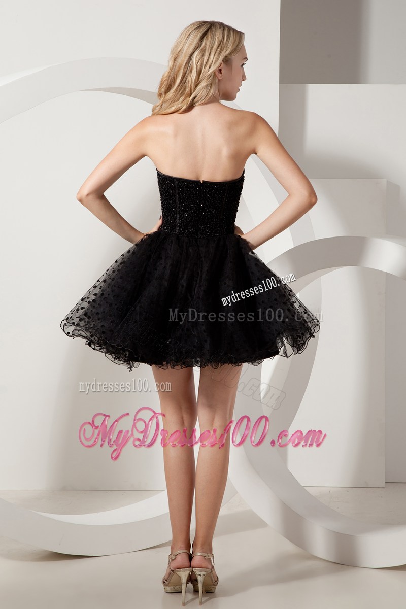 Strapless Beading Short Little Black Dresses with Special Fabric