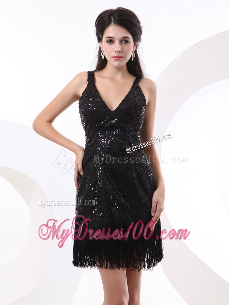 Straps and Sequin Over Skirt For Sexy Prom Dress With Short and Mini-length