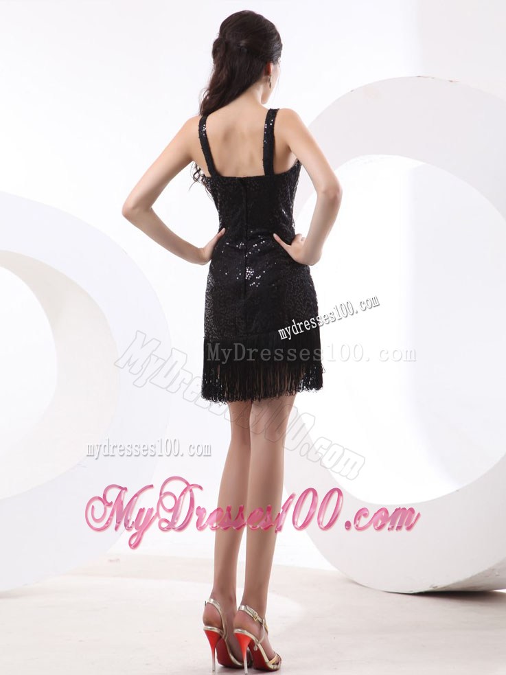 Straps and Sequin Over Skirt For Sexy Prom Dress With Short and Mini-length