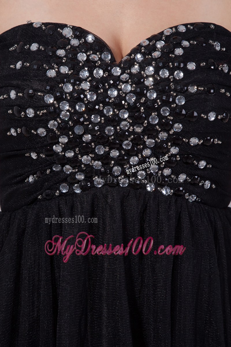 Black Empire Sweetheart Beading Mini-length Little Black Dress