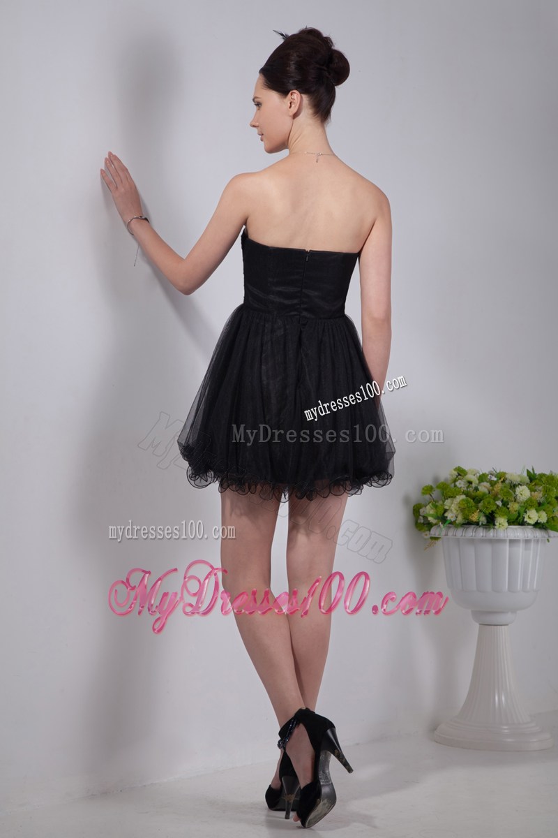 Black Empire Sweetheart Beading Mini-length Little Black Dress