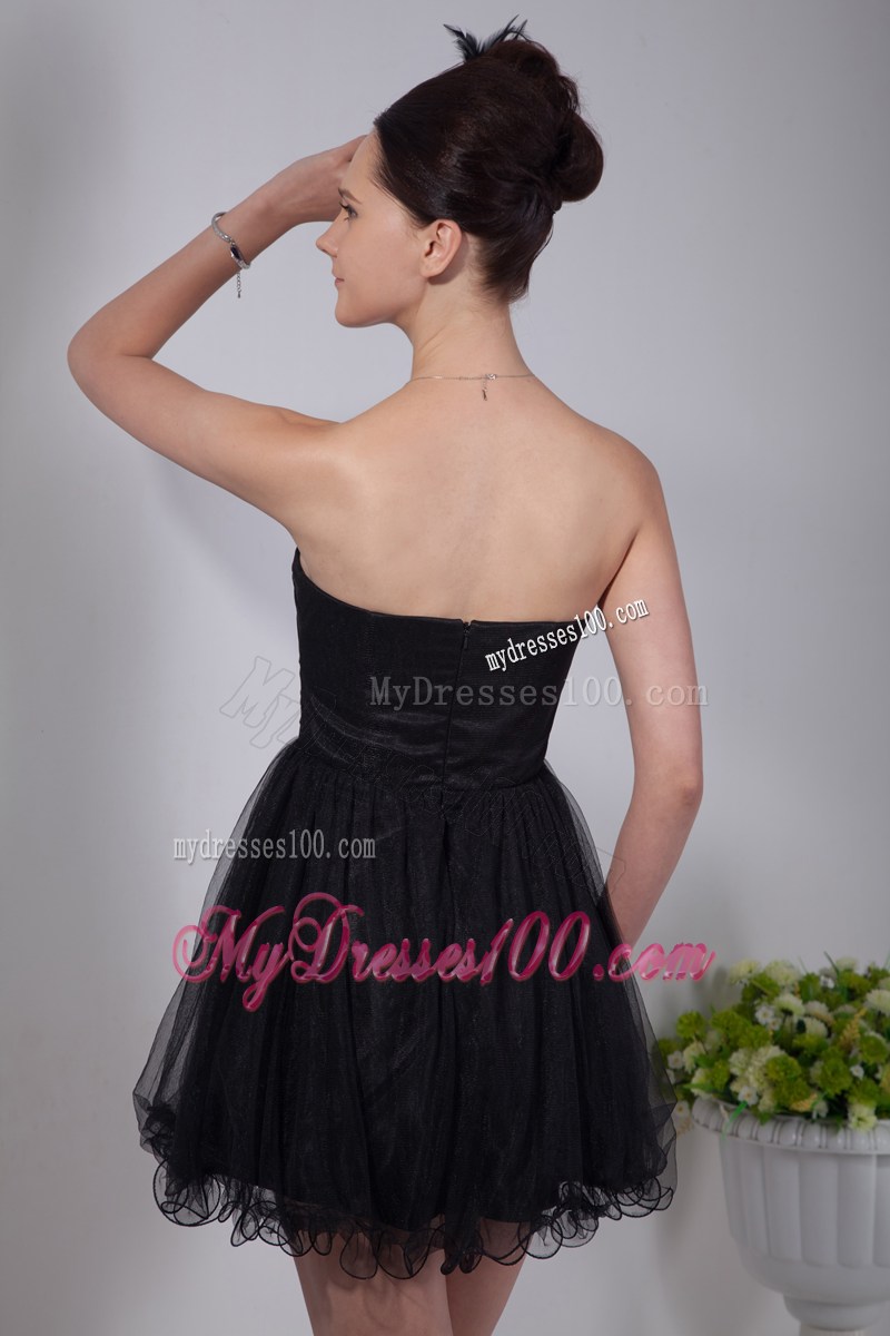 Black Empire Sweetheart Beading Mini-length Little Black Dress