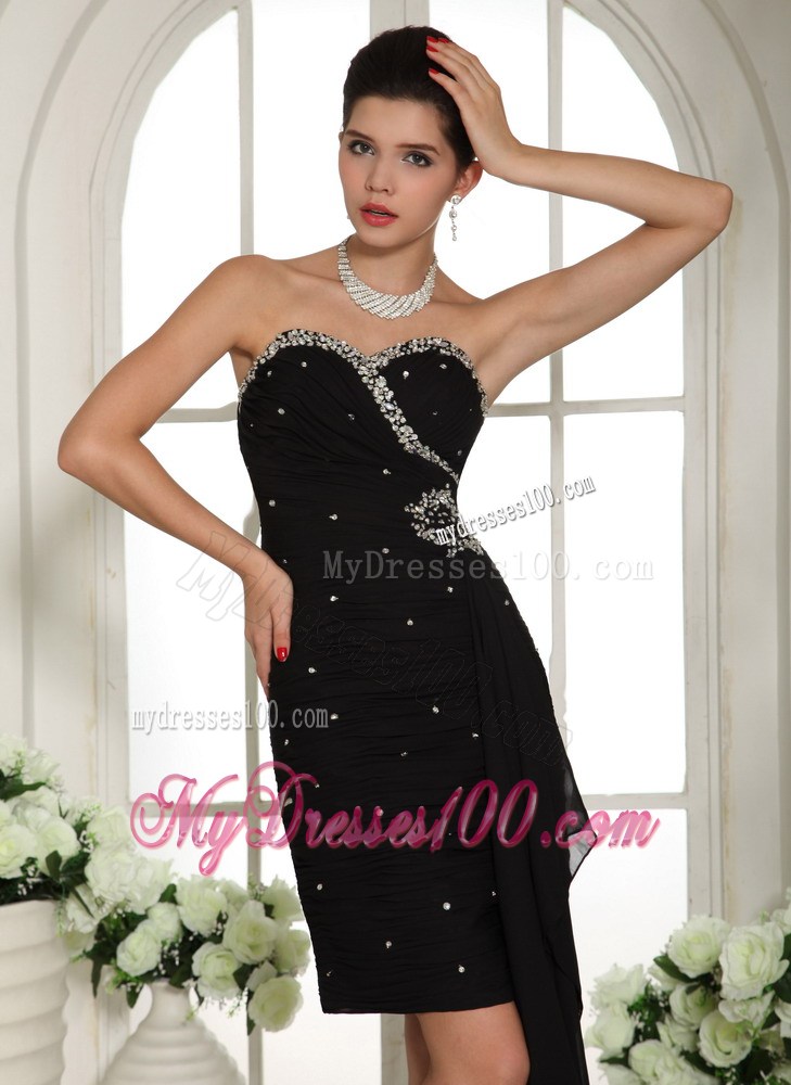 Sweetheart Beaded Decorate Mini-length Little Black Dresses for Club
