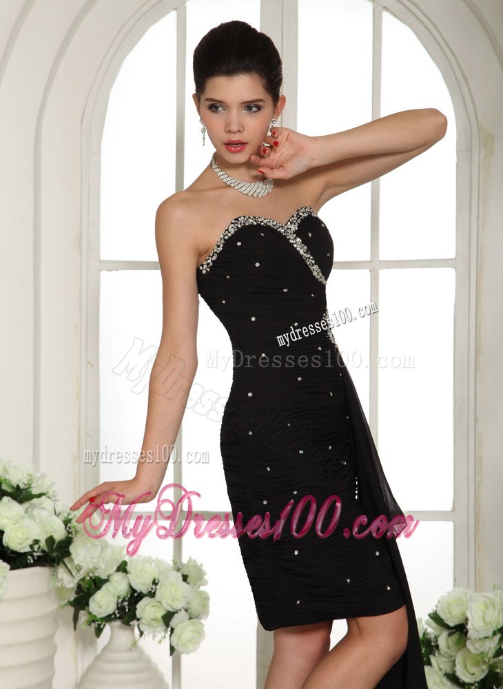 Sweetheart Beaded Decorate Mini-length Little Black Dresses for Club