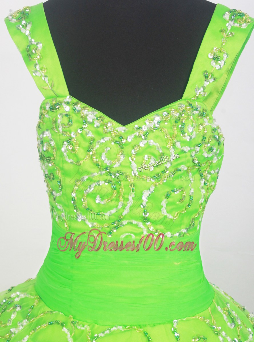 2013 Elegant Spring Green Little Girl Pageant Dresses With Beading and Appliques